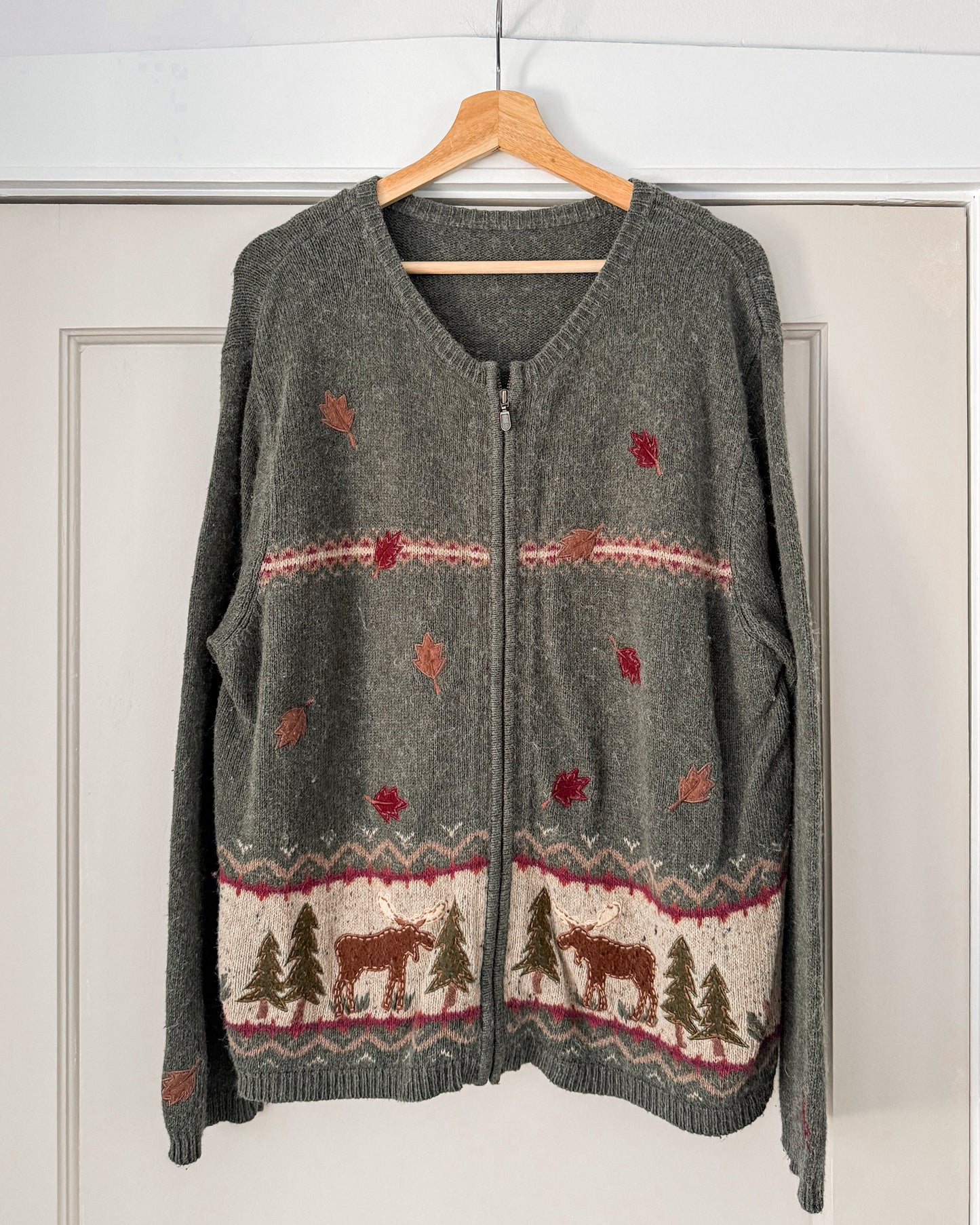 Moose Fall Zip Up Sweater