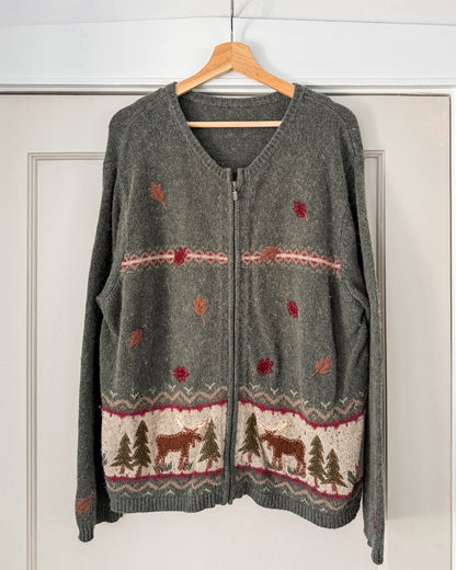 Moose Fall Zip Up Sweater