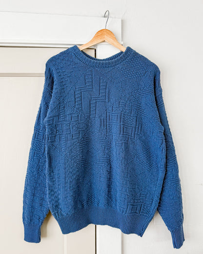 Blue Textured Knitted Sweater
