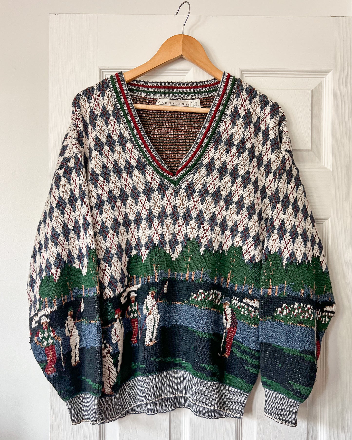 Vintage V Neck Golf Knitted Sweater