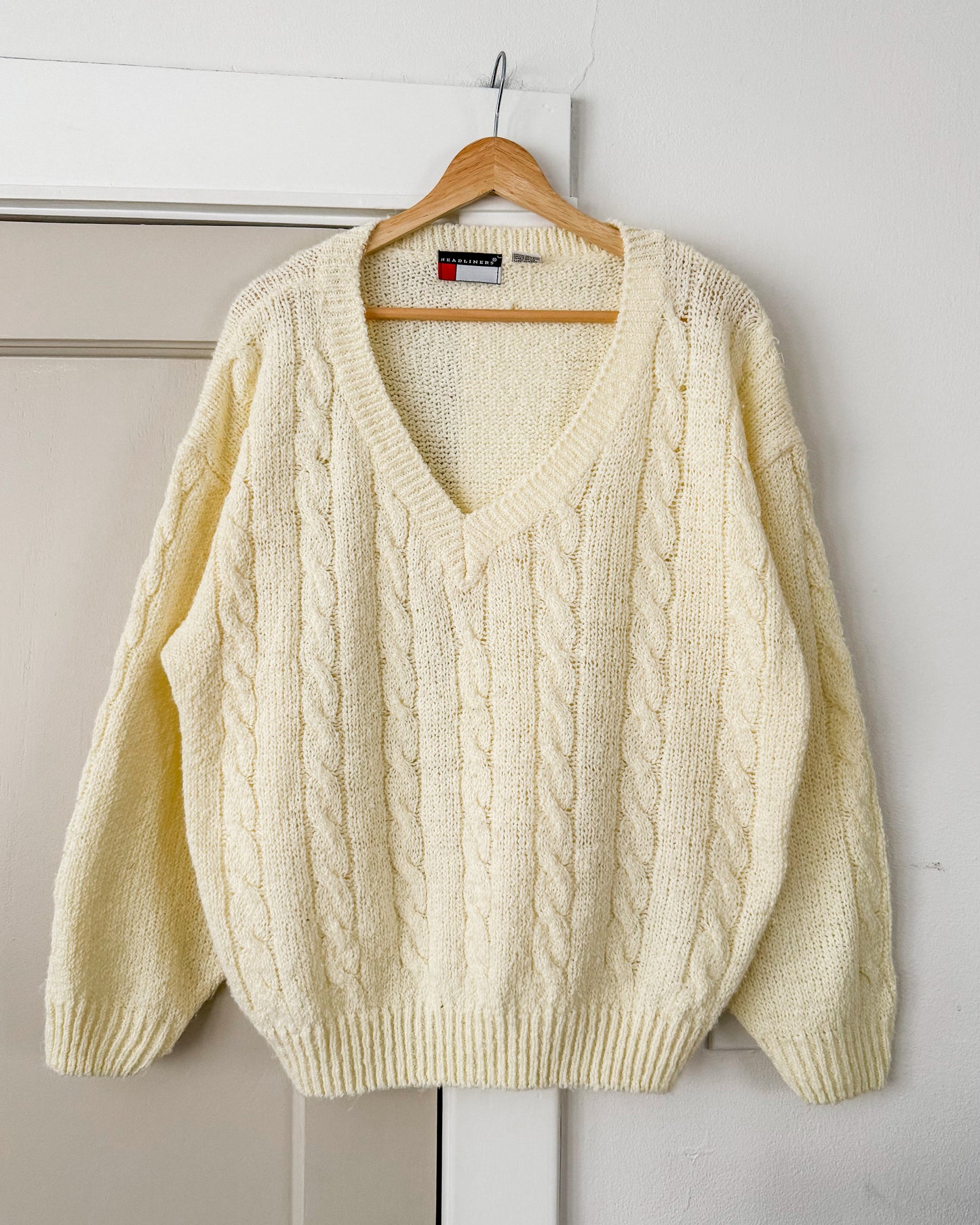 Cable Knit V Neck Sweater