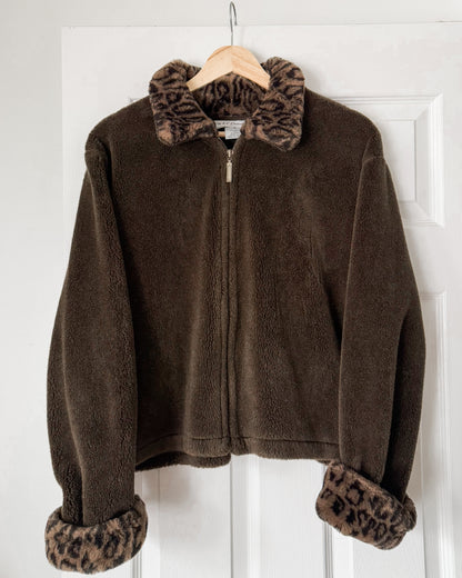 Brown Fleece With Animal Print
