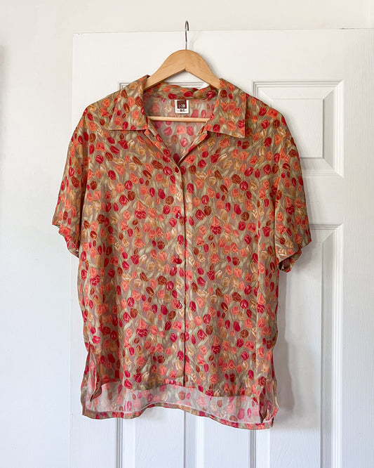 Rose Sheer Button Up