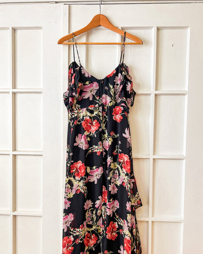 Black Floral High Low Maxi Dress