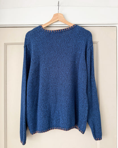 Blue Fall Stitch Knitted Sweater