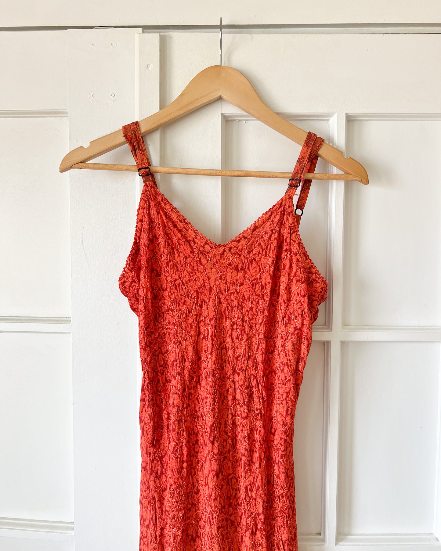 Rust Orange Textured Maxi Dress