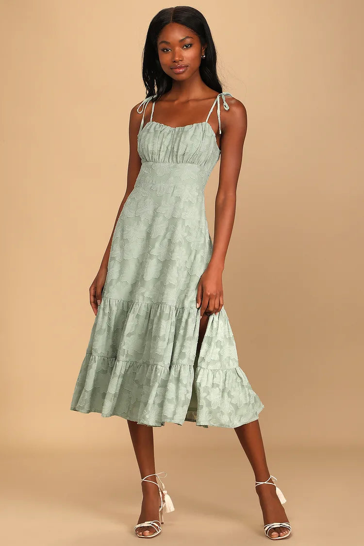 Lulus Sage Green Tie Dress