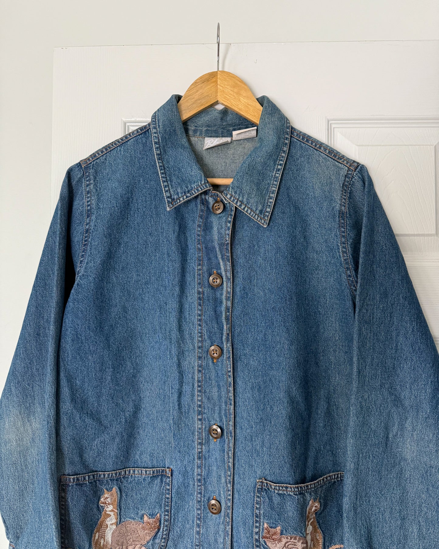 Vintage Blair Cat Embroidered Denim Jacket