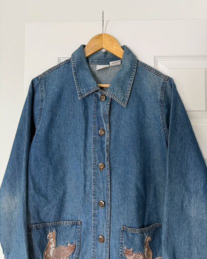 Vintage Blair Cat Embroidered Denim Jacket