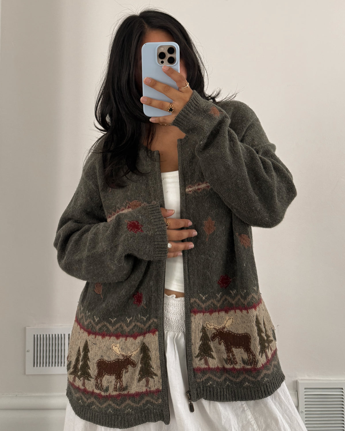 Moose Fall Zip Up Sweater