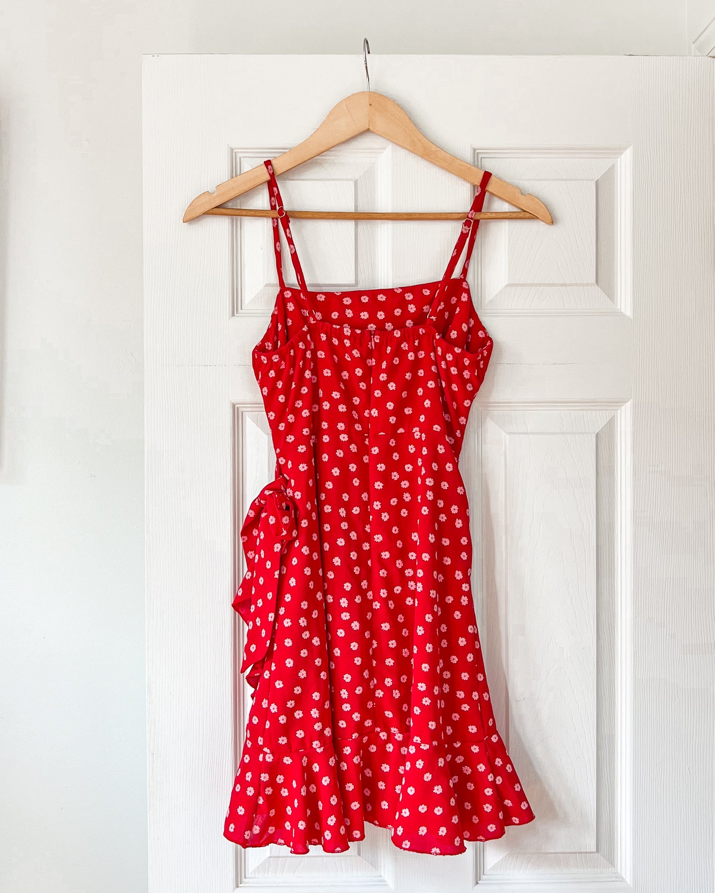 Red Floral Wrap Dress