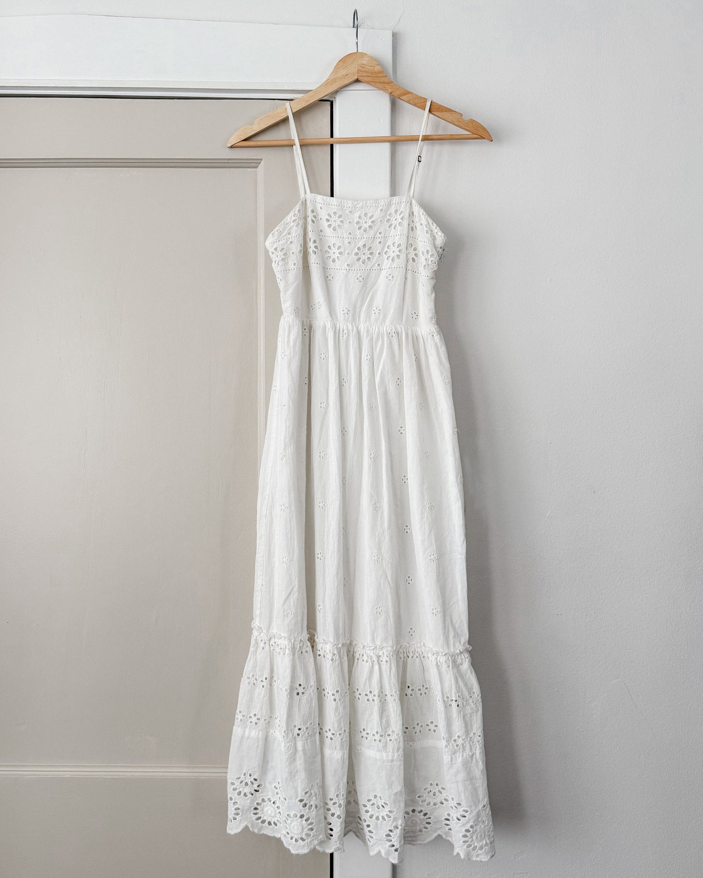 White Ruffle Eyelet Dress