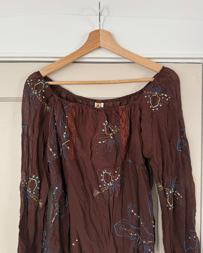 Brown Floral Blouse