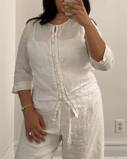 J. Jill Linen Eyelet Top