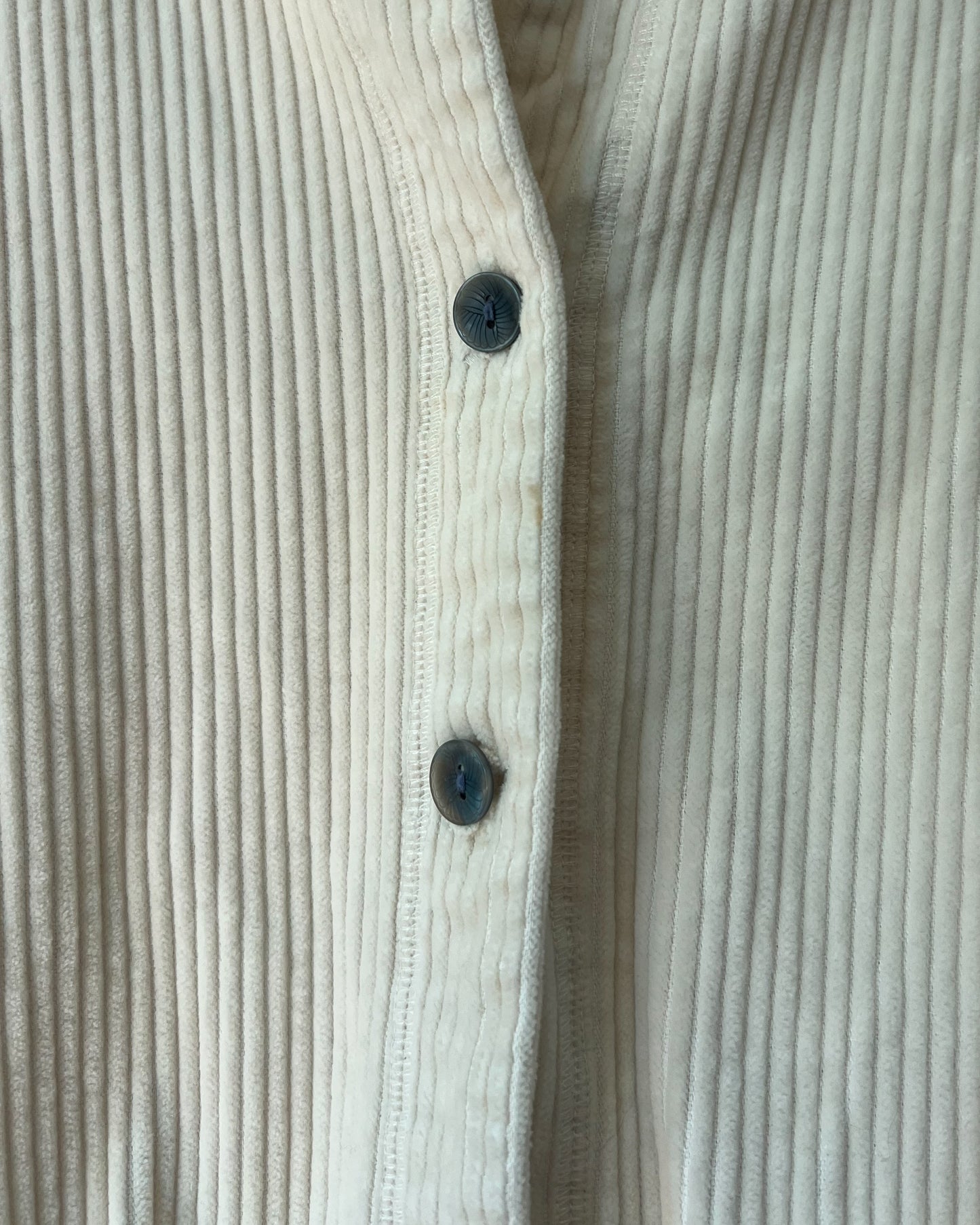 Cream Corduroy Jacket with Floral Embroidery