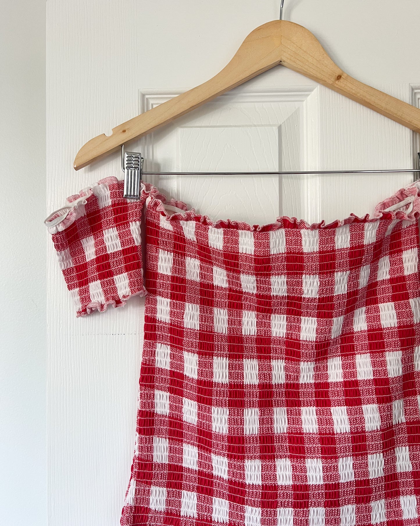 Plaid Off The Shoulder Blouse
