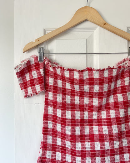 Plaid Off The Shoulder Blouse