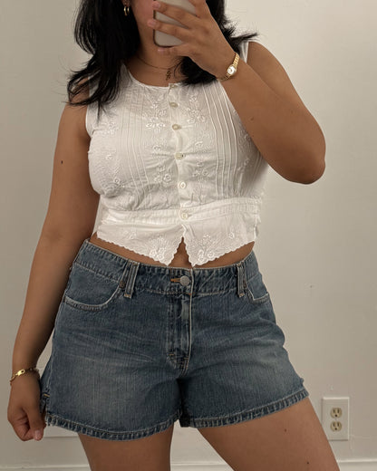 Mid Rise Denim Shorts