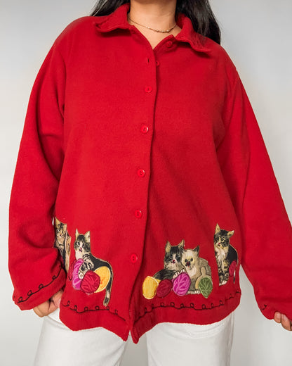 Cat Graphic Sherpa Jacket