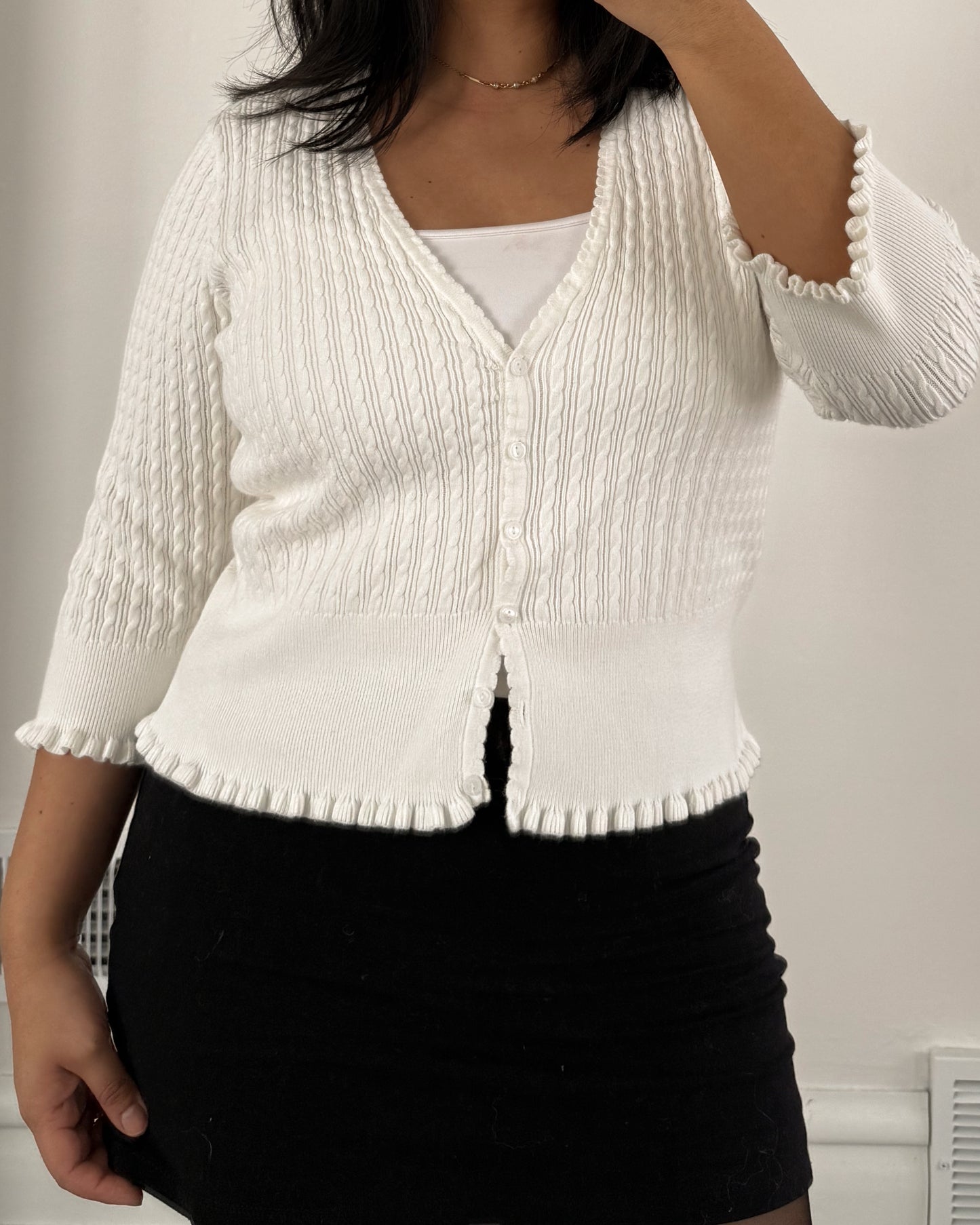 Jeanne Pierre White Cardigan