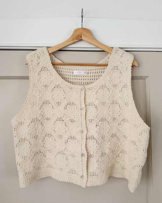 Cream Floral Knitted Vest