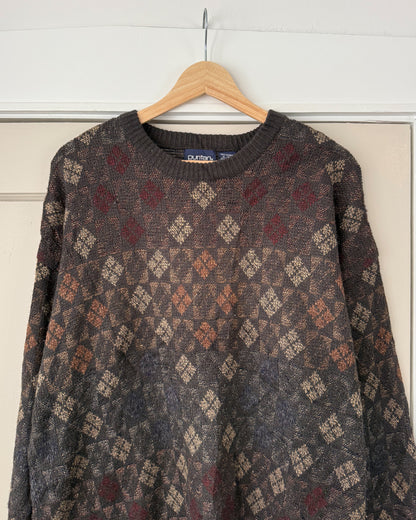 Vintage Diamond Patterned Knitted Sweater