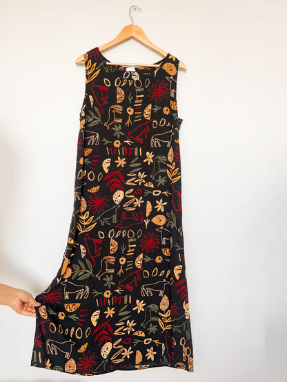 Vintage Patterned Maxi Dress