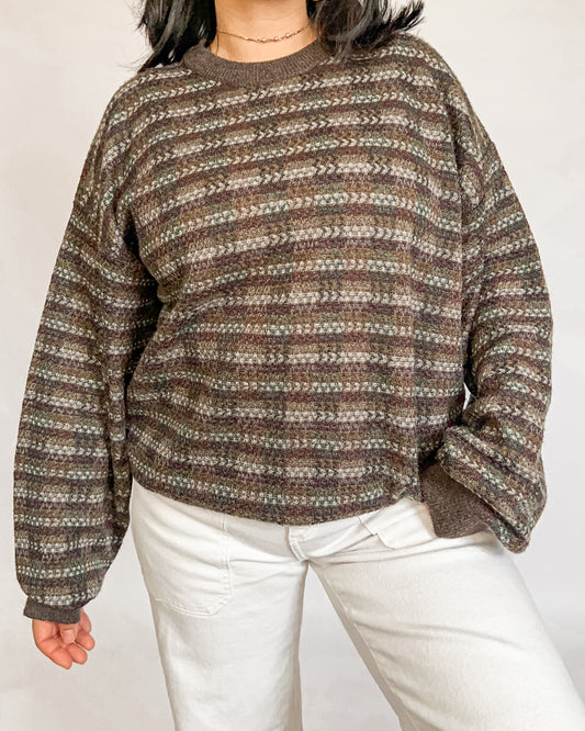 Brown Striped Knitted Sweater