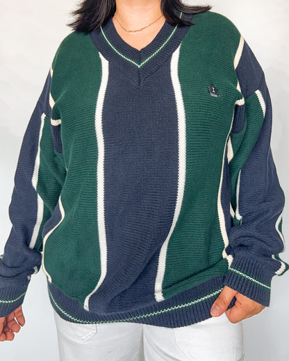 Izod V Neck Striped knitted Sweater
