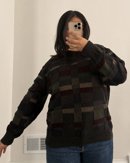Checkered Knitted Sweater