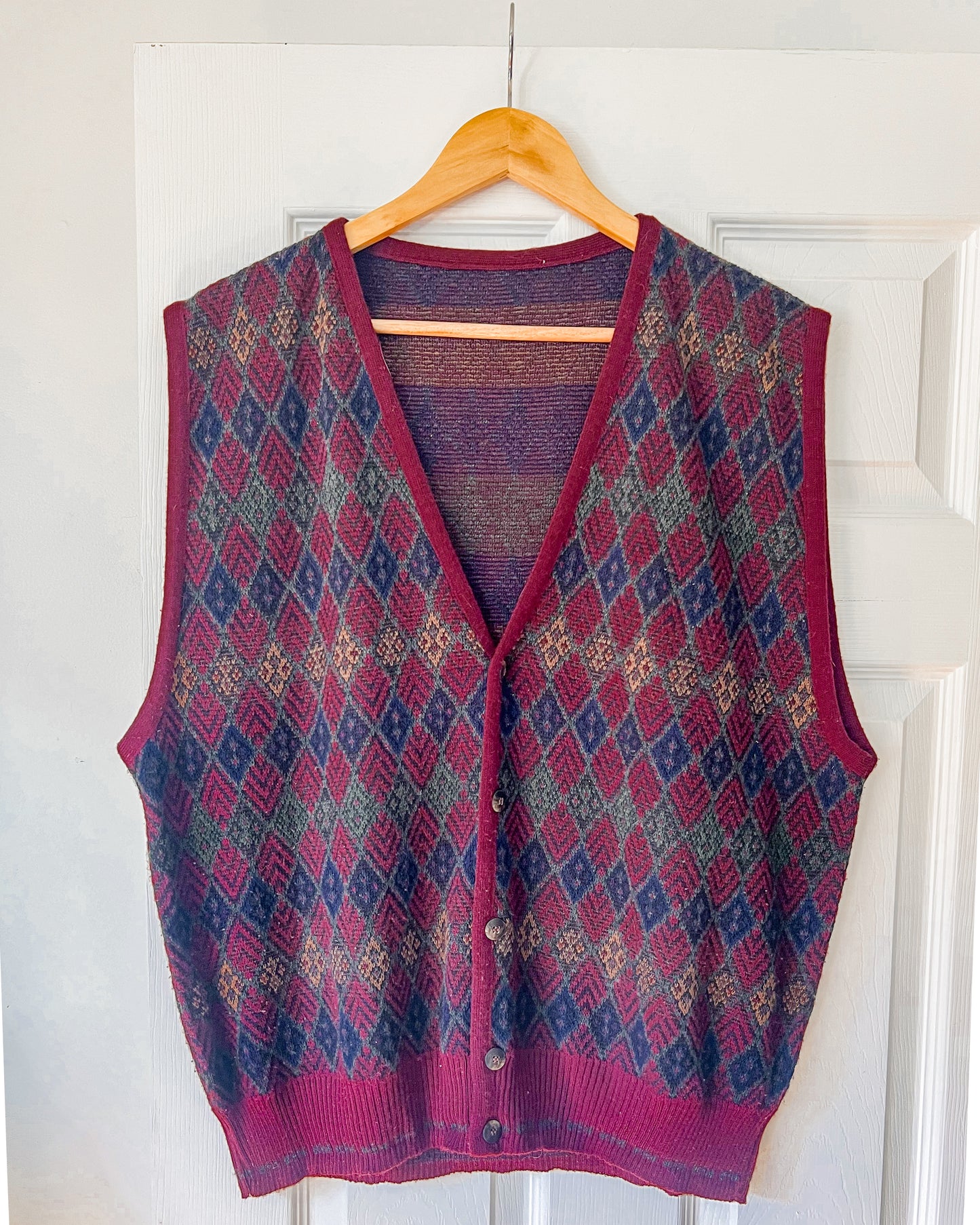 Burgundy Diamond Knitted Vest
