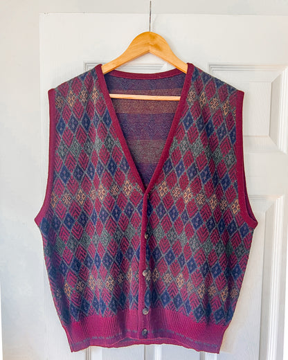 Burgundy Diamond Knitted Vest