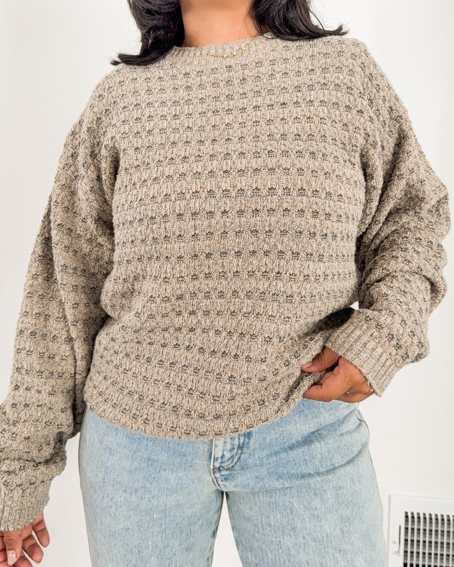 Neutral Textured Knitted Sweater