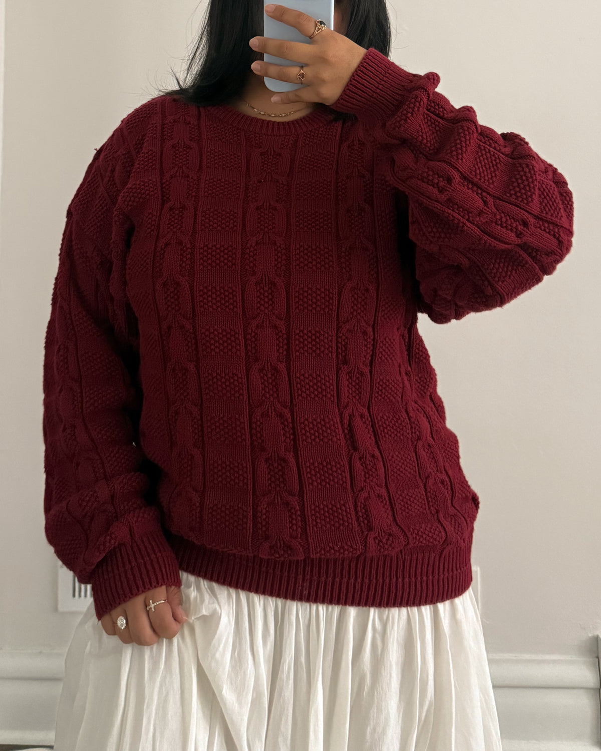 Vintage Red Cotton Knitted Sweater