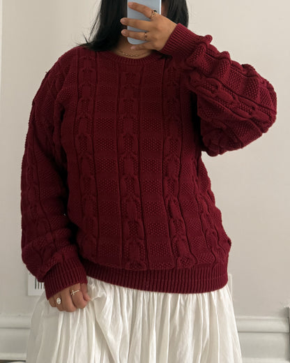 Vintage Red Cotton Knitted Sweater
