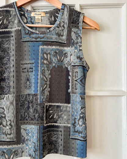 Abstract Crinkle Tank Top