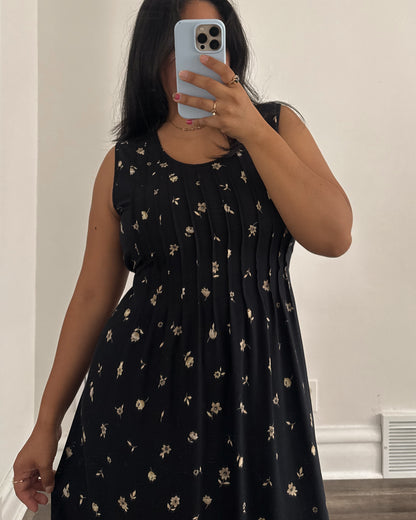 Pleated Floral Maxi Dress