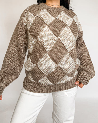 Vintage Checkered Knitted Sweater