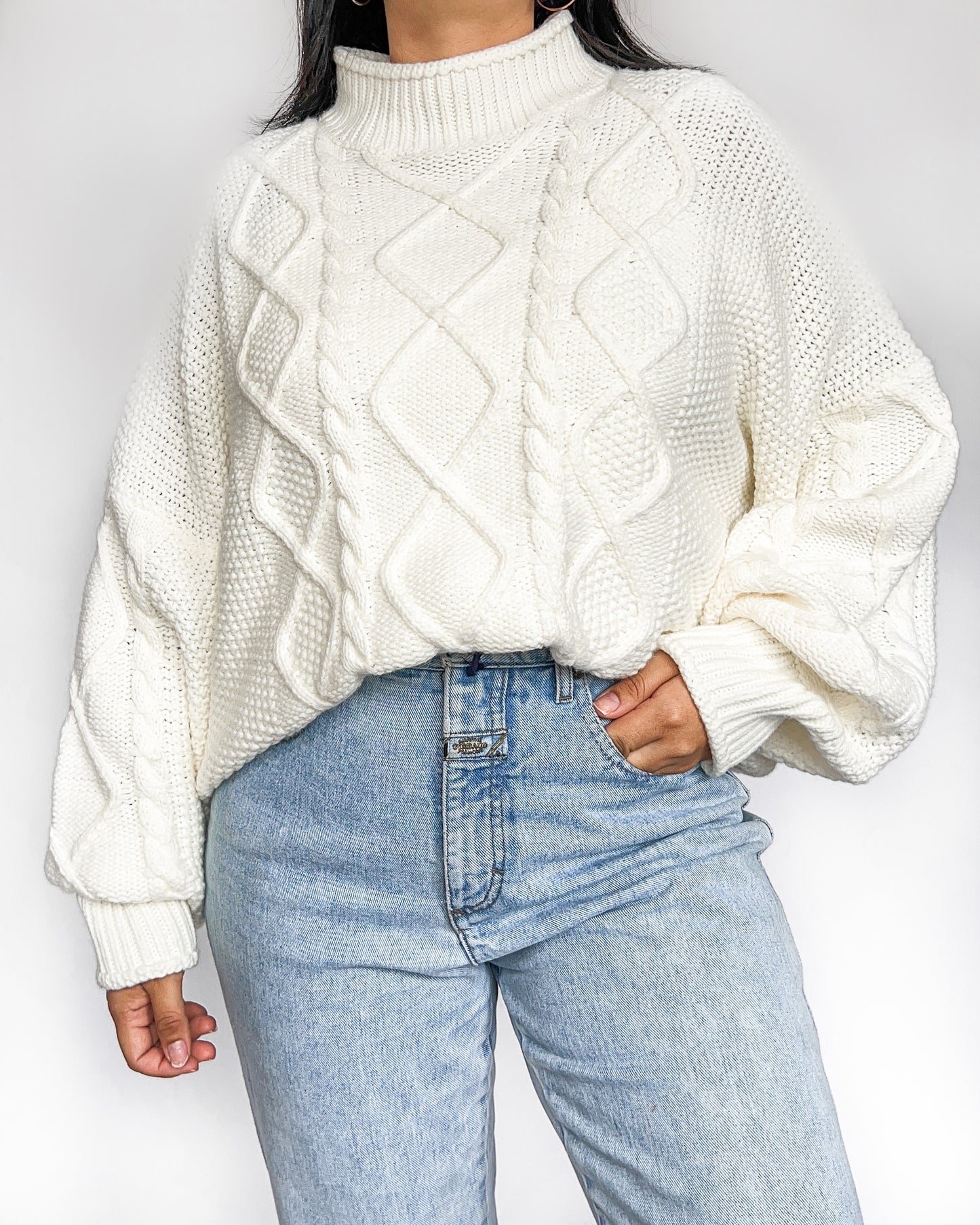 Cable Knit Turtle Neck Knitted Sweater