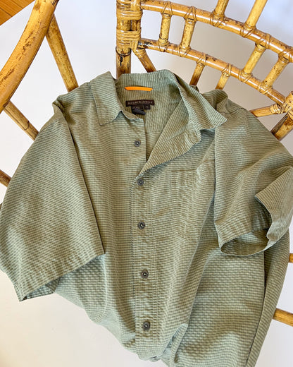 Green Short Sleeve Button Up