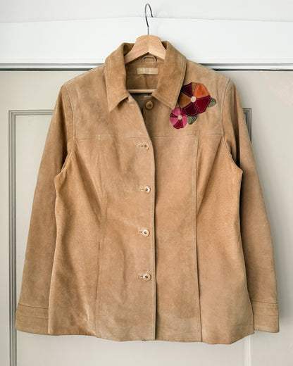 Floral Suede Leather Jacket