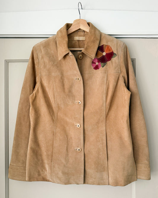 Floral Suede Leather Jacket