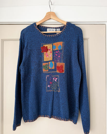 Blue Fall Stitch Knitted Sweater