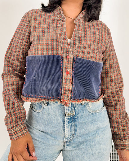 Plaid Patchwork Cropped Jacket