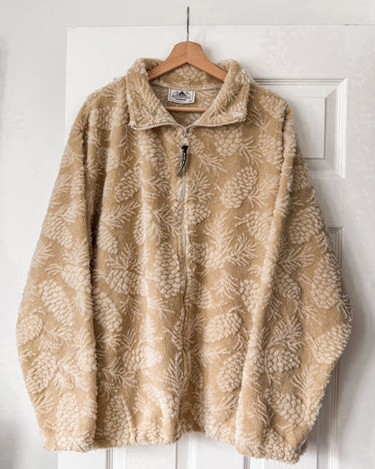 Beige Fleece Zip Up Jacket