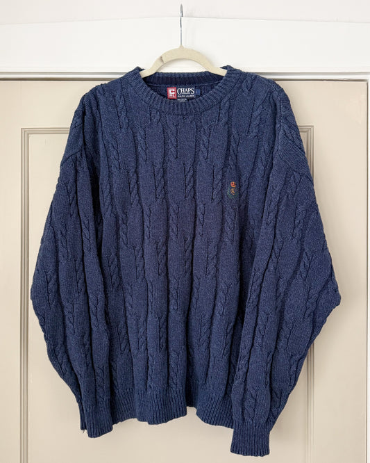 Chaps Ralph Lauren Navy Cable Knit Sweater