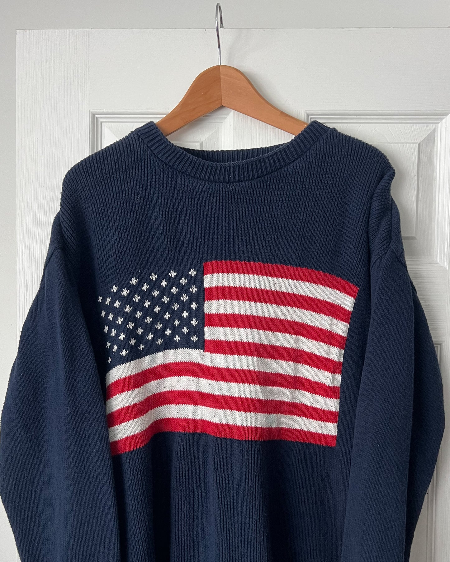 Navy American Flag Graphic Knitted Sweater
