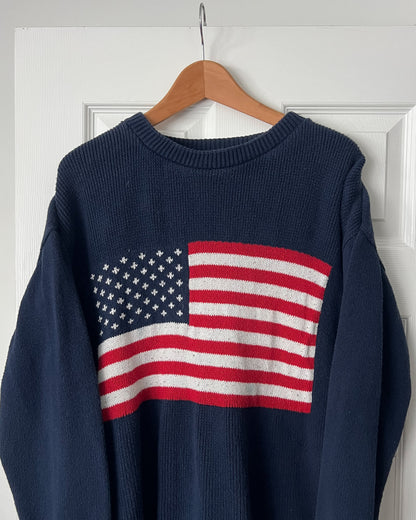Navy American Flag Graphic Knitted Sweater