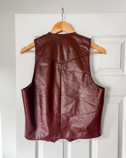 Vintage Burgendy Leather Vest