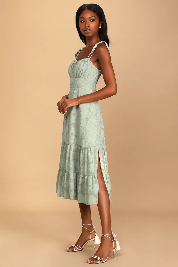 Lulus Sage Green Tie Dress
